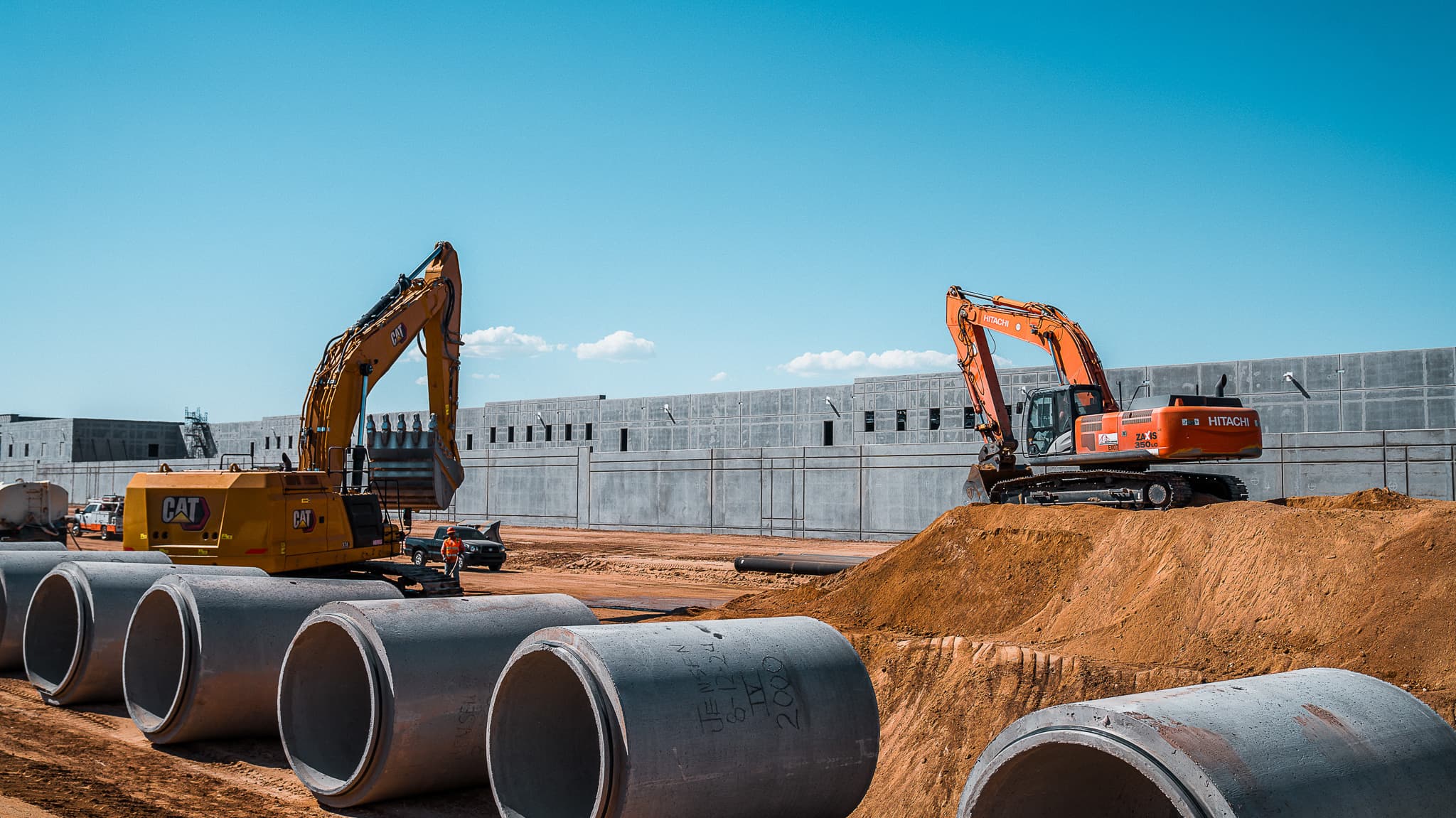 Main Line Storm Drain System Built with Reinforced Concrete Pipe