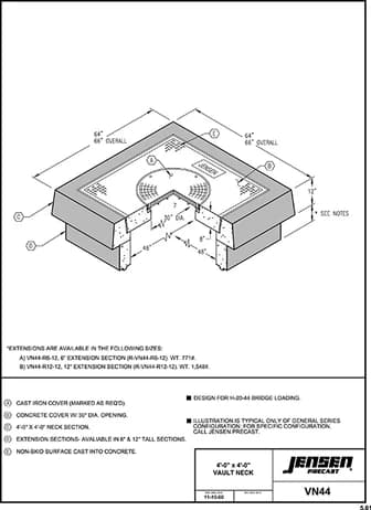 Meck Riser 4848 Vault Neck Riser - 12 in. | Jensen Precast