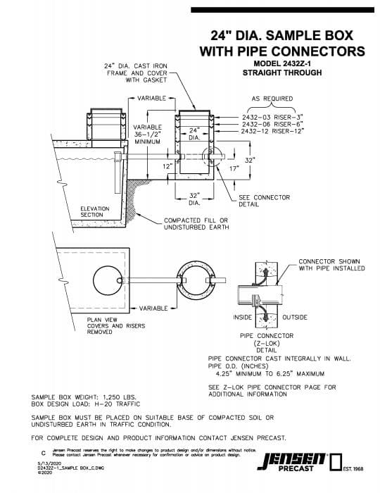 Model 2432Z-1 Sample Box - Straight through | Jensen Infrastructure