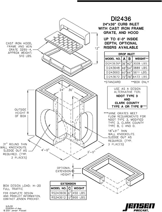 Curb inlet - 2 ft. x 3 ft. | Jensen Precast