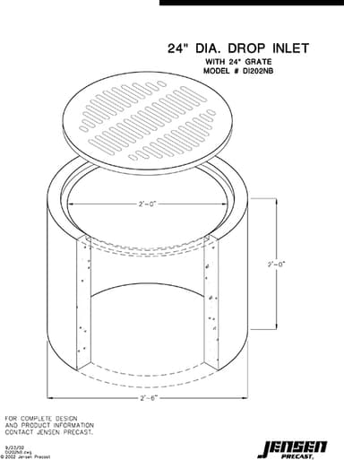 Drop inlet - no base 24 in. dia.x 24 in. | Jensen Precast
