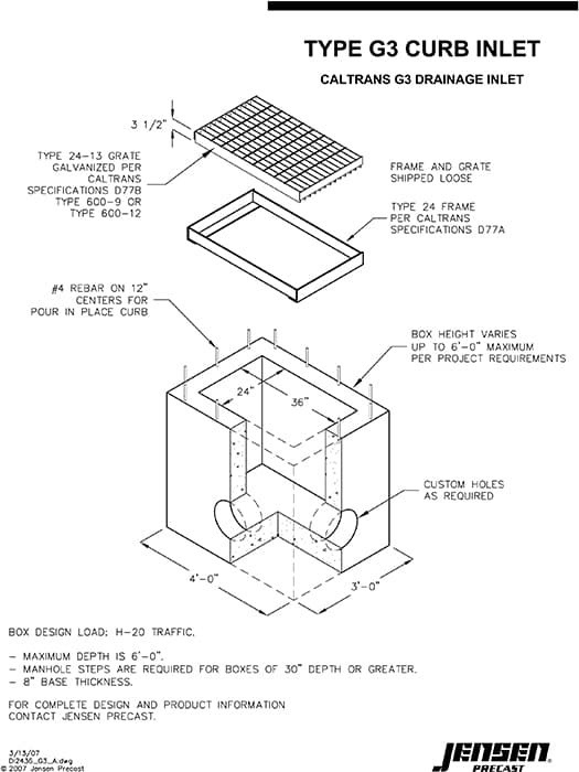 Drainage Inlet - 2436 - Caltrans G3 | Jensen Infrastructure