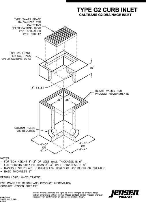 Drainage Inlet - 3636 - Caltrans D73 | Jensen Precast