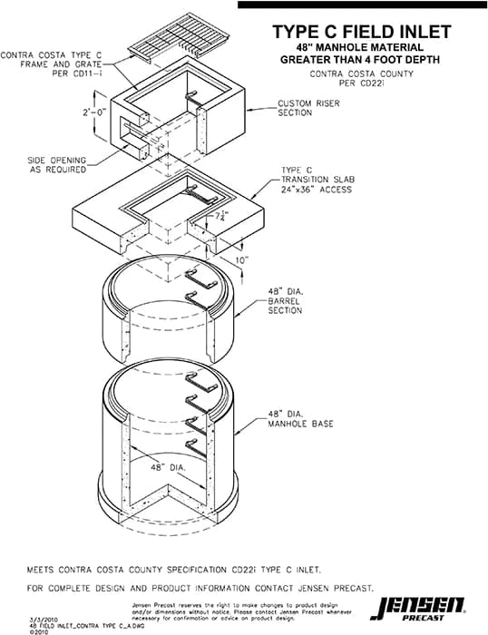 Fs Inlet Standard Field Inlet - 48 Dia. - Contra Costa County CD22I Type C | Jensen ...