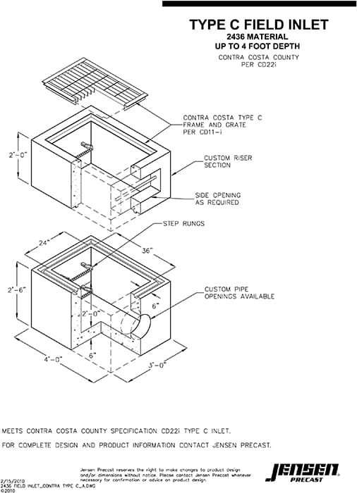 Field Inlet - 2436 - Contra Costa County CD22I Type C | Jensen Precast