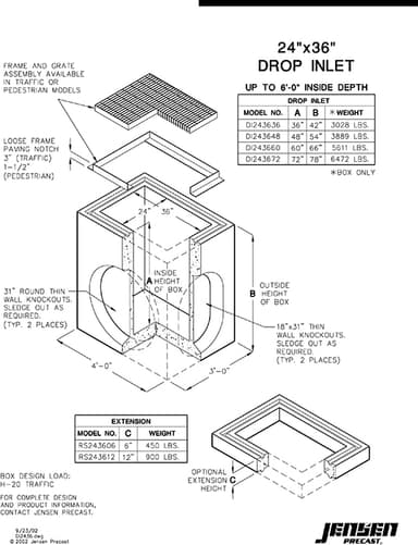 Drop Inlet - 2436 - Variable Heights | Jensen Infrastructure