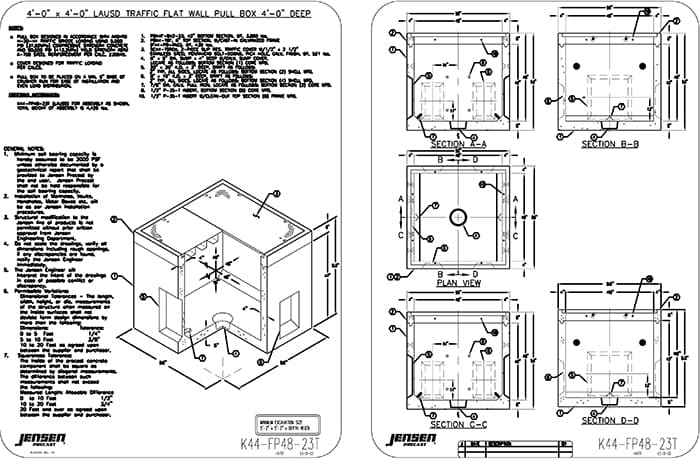 Traffic Flat Wall Pull Box - 4848 - LAUSD | Jensen Precast