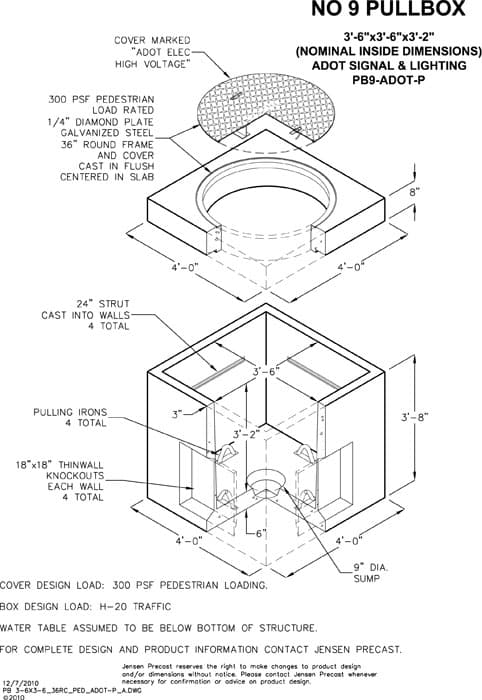 Pull Box - #9 Pedestrian - 4242 - ADOT | Jensen Precast